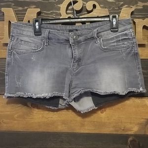 Edyson Grey and black distressed shorts